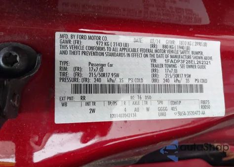 2014 Ford Focus Se from USA, damaged, VIN 1FADP3F28EL262321
